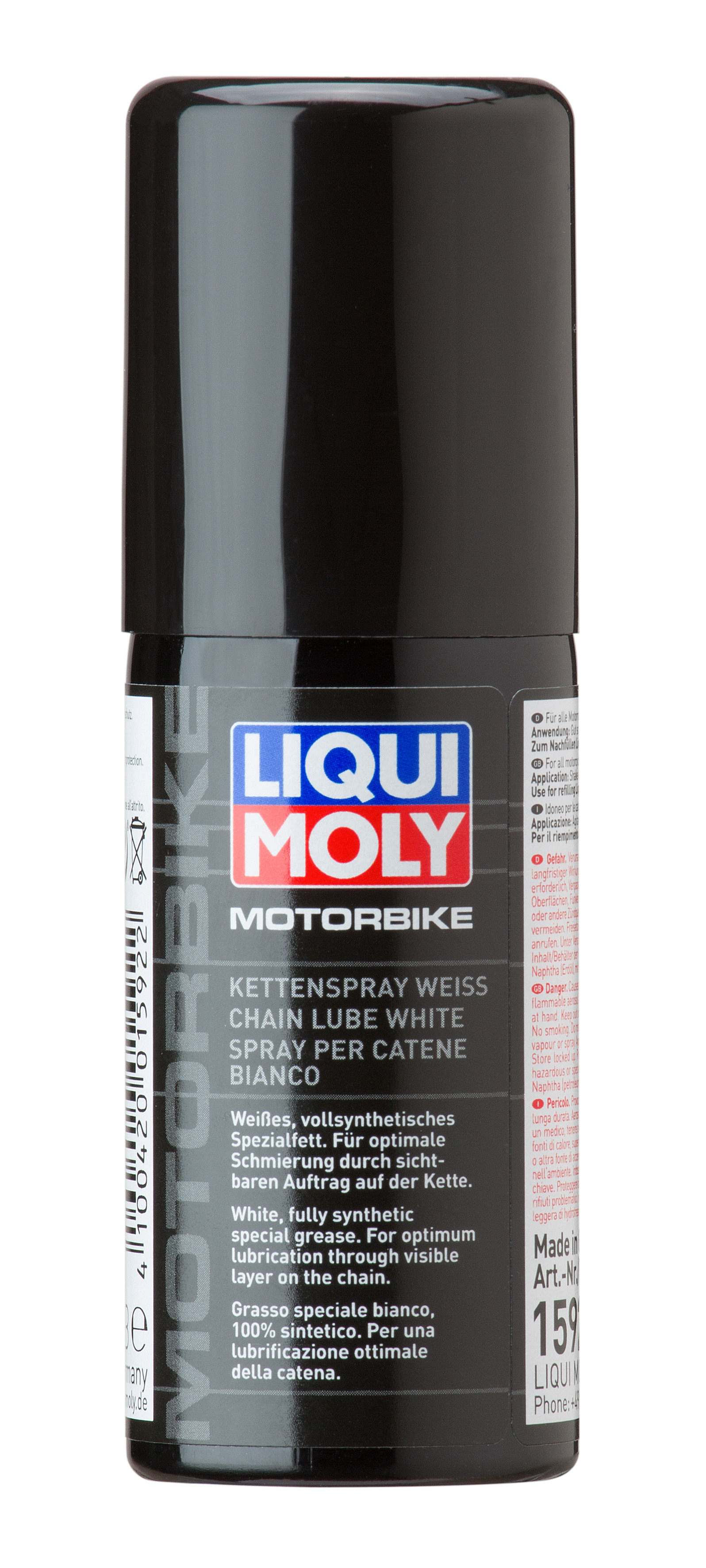Белая цепная смазка для мотоциклов LIQUI MOLY Motorbike Kettenspray weiss (0,05 кг)
