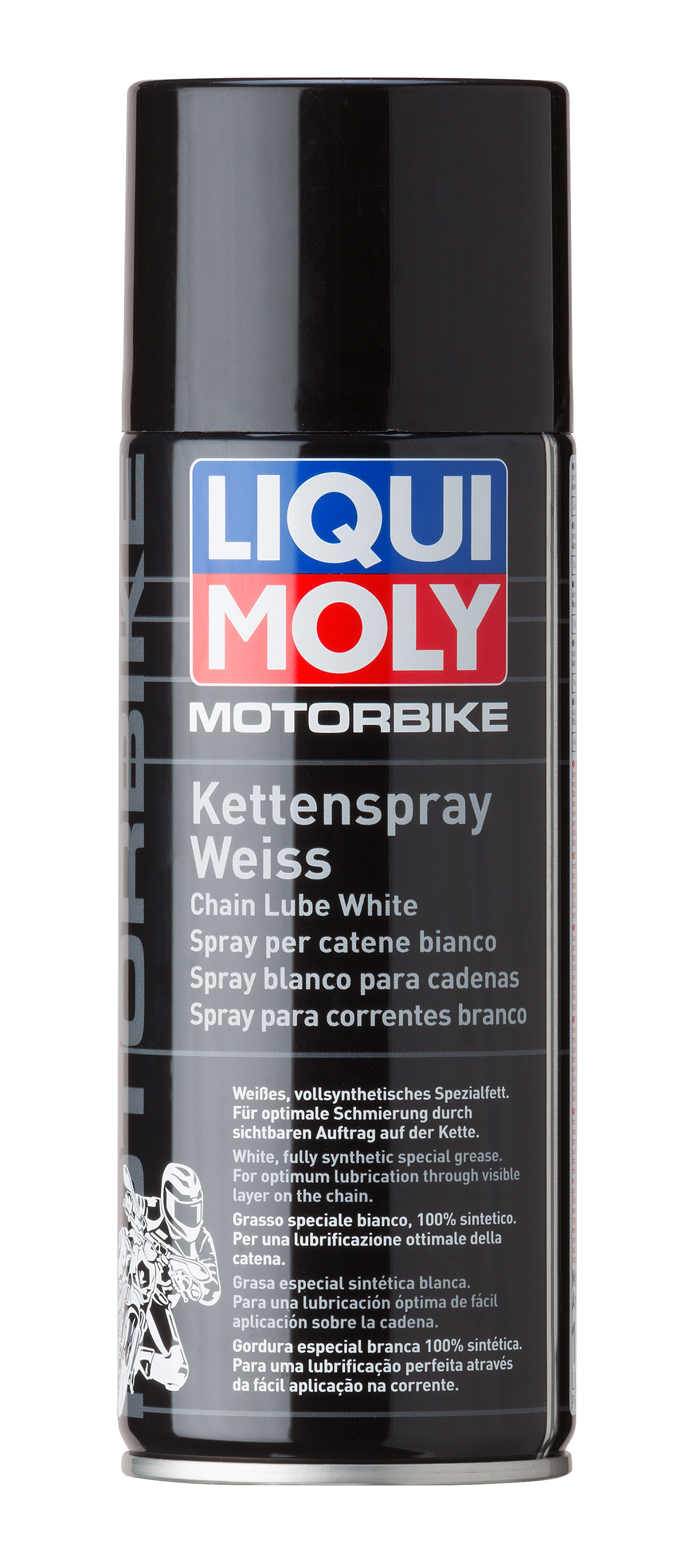 Белая цепная смазка для мотоциклов LIQUI MOLY Motorbike Kettenspray weiss (0,4 кг)