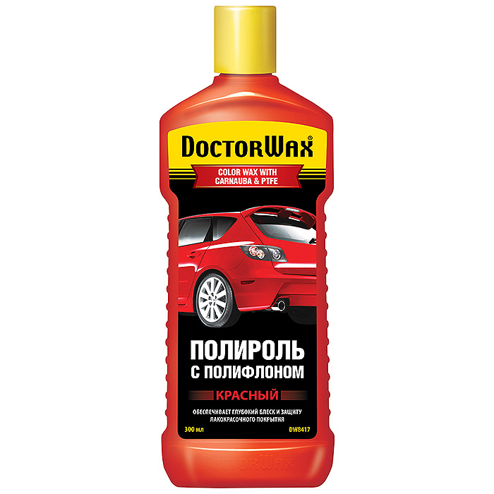 Цветная полироль с полифлоном красная Doctor Wax (300 мл)